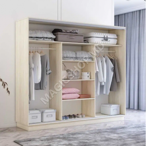 Шкаф Fox с раздвижными зеркальными дверями и ДСП (240-270 см x 60 x 200-240 см)